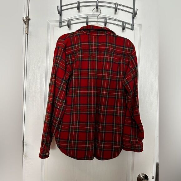 Abercrombie & Fitch long sleeve button down red plaid women’s Small soft cotton - Picture 2 of 14